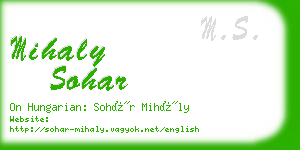 mihaly sohar business card
